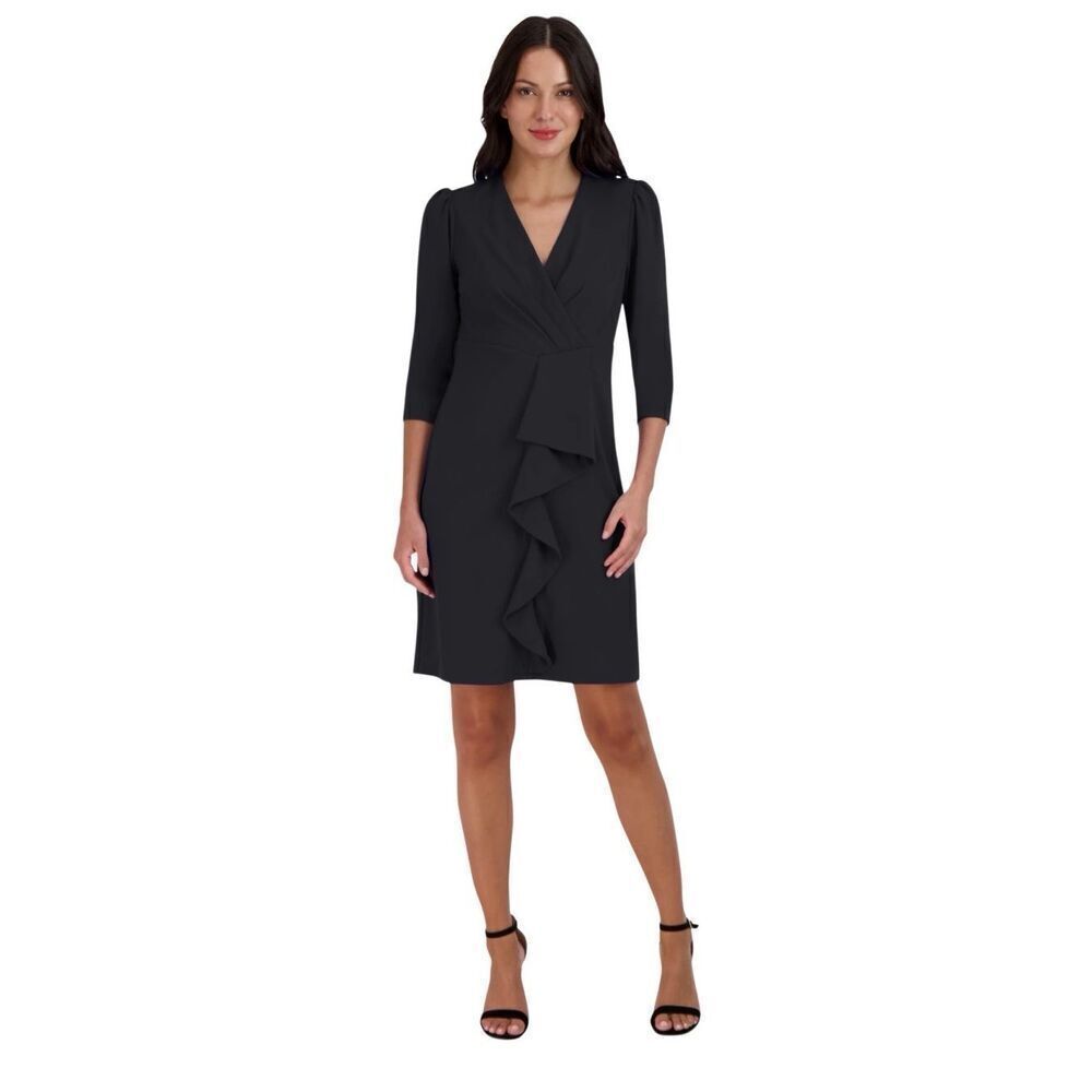 Julia Jordan cascade ruffle crepe sheath dress size 2